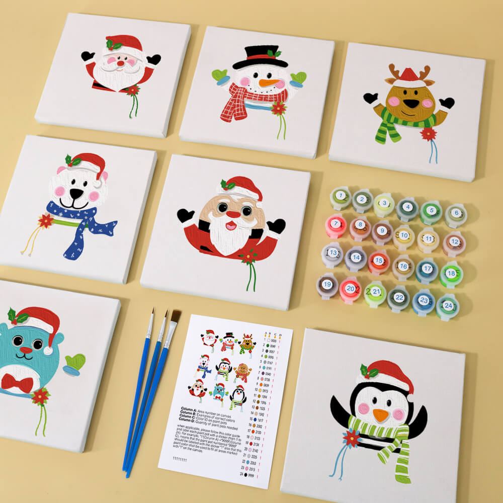 Paint by Numbers - 9 Mini Paintings | Christmas Characters