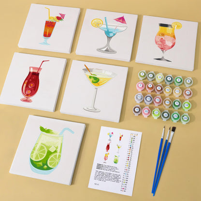 Paint by Numbers - 6 Mini Paintings | Cocktails