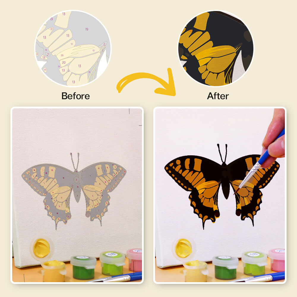 Paint by Numbers - 6 Mini Paintings | Colorful Butterflies