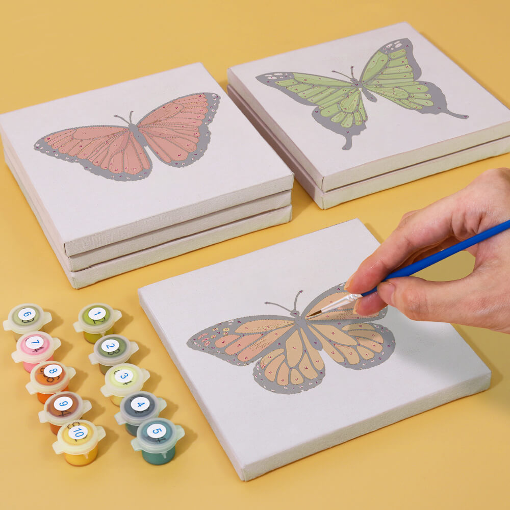 Paint by Numbers - 6 Mini Paintings | Colorful Butterflies