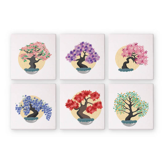 Paint by Numbers - 6 Mini Paintings | Colorful Trees