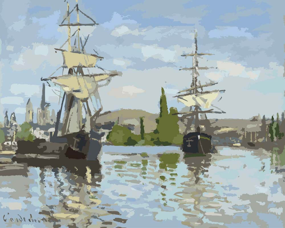 Paint by Numbers - Boats on the Seine at Rouen | Claude Monet