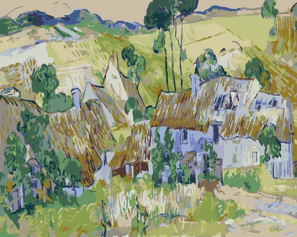 Paint by Numbers - Farmhouses at Auvers | Vincent van Gogh