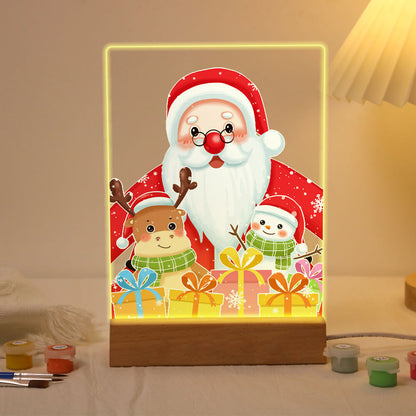 Paint by Numbers -  Christmas Light | Santa Claus with reindeer and snowman