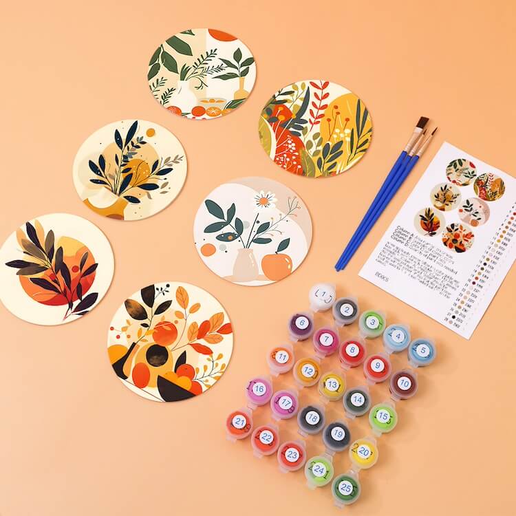 Paint by Numbers - Coasters | Botanical Illustrations