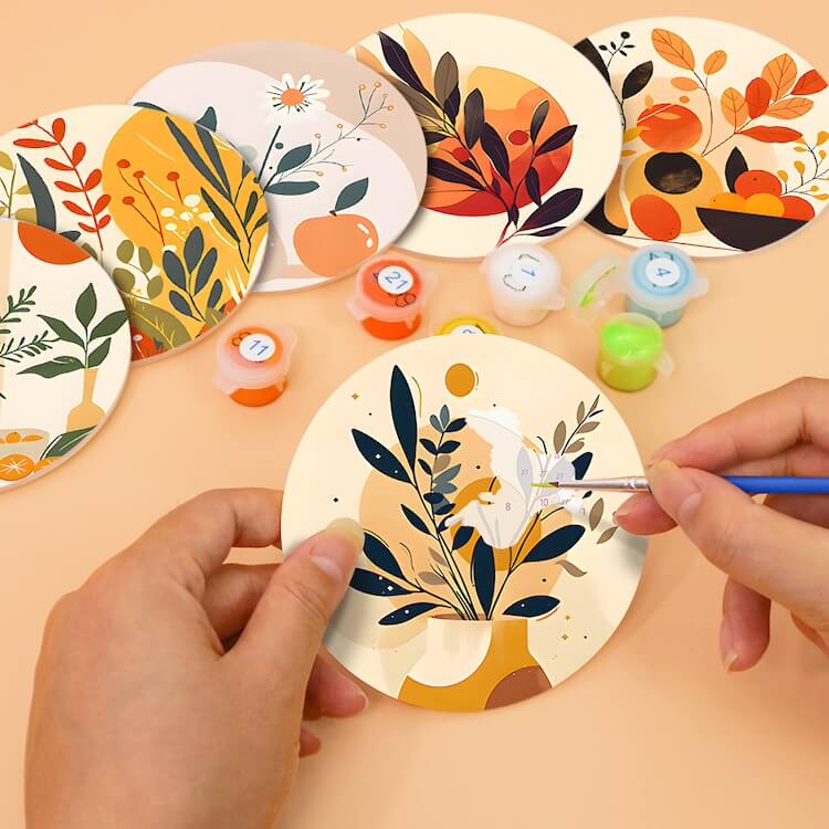 Paint by Numbers - Coasters | Botanical Illustrations