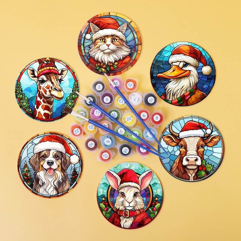 Yeesam Art Dipingi Con I Numeri Su Tela - Forest Christmas Animals 40x50 Cm - Kit Completo Per Adulti E Bambini, Senza Cornice O Con Cornice
