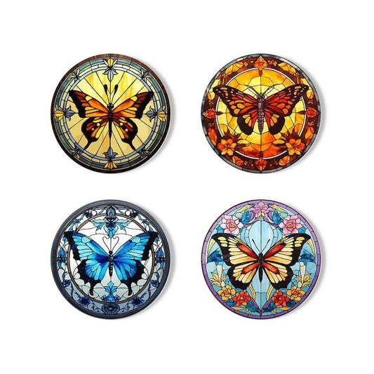 Paint by Numbers - Coasters | Colorful butterflies