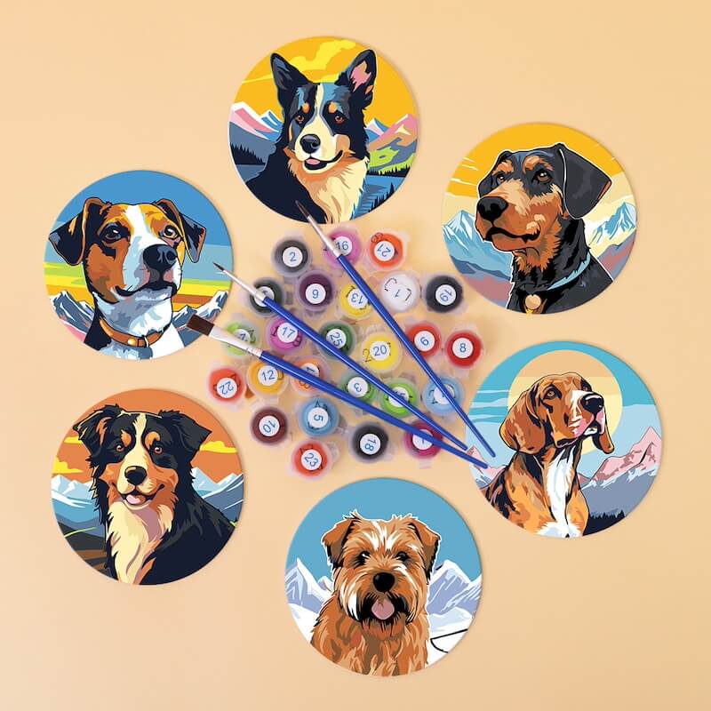 Paint by Numbers - Coasters | Dog portraits