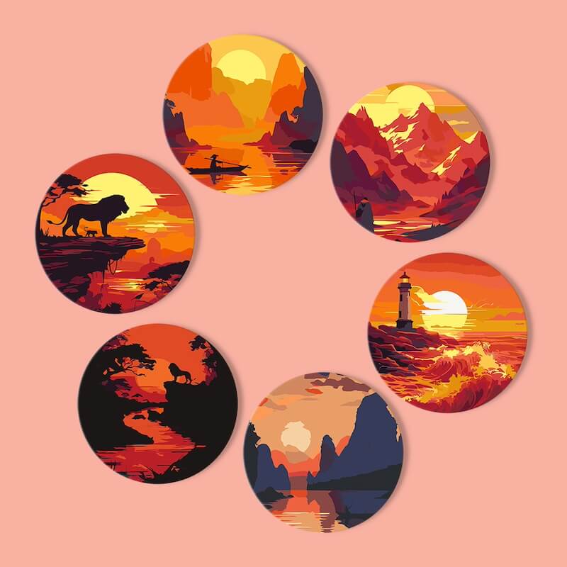 Paint by Numbers - Coasters | Warm sunsets