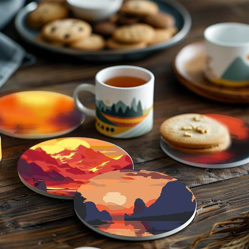 Paint by Numbers - Coasters | Warm sunsets