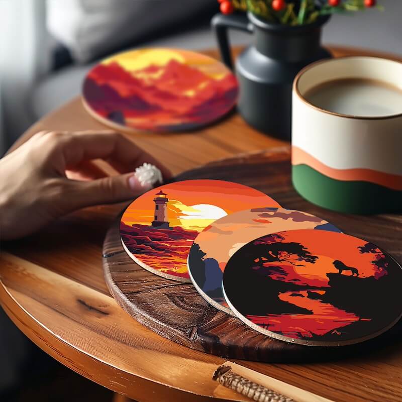 Paint by Numbers - Coasters | Warm sunsets